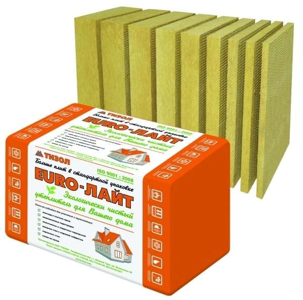 Утеплитель Тизол ЕВРО-Лайт 25 К 1000х600х50 мм, 16 шт. уп